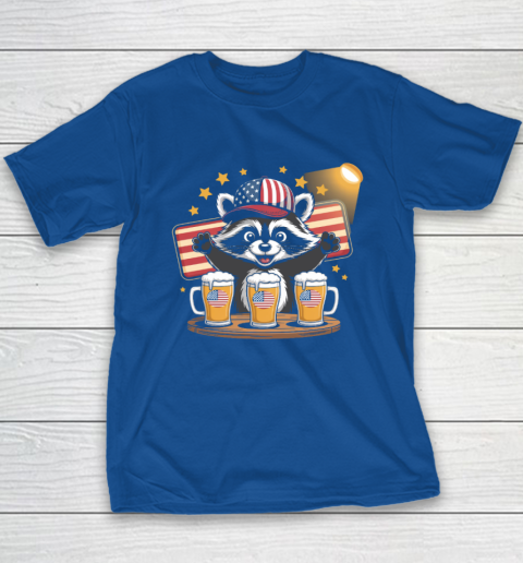 Raccoon red white and brew Funny Independence Day 4th of July Youth T-Shirt 6