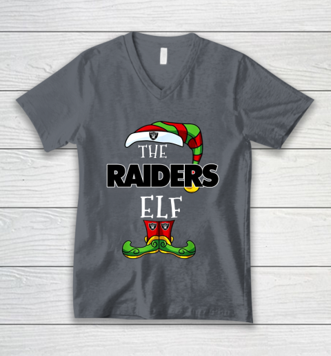 Oakland Raiders Christmas ELF Funny NFL V-Neck T-Shirt 4