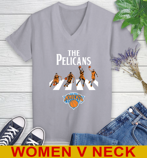 NBA Basketball New York Knicks The Beatles Rock Band Shirt Women's V-Neck T-Shirt - Image 5