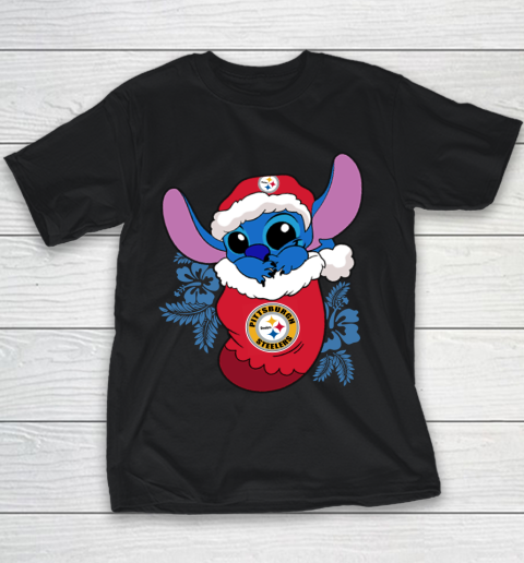 Pittsburgh Steelers Christmas Stitch In The Sock Funny Disney NFL Youth T-Shirt 2