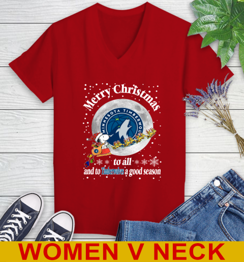 Minnesota Timberwolves Merry Christmas To All And To Timberwolves A Good Season NBA Basketball Sports Women's V-Neck T-Shirt 10