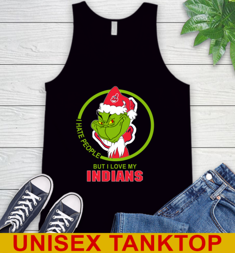 Cleveland Indians MLB Christmas Grinch I Hate People But I Love My Favorite Baseball Team Tank Top 2