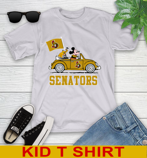 NHL Hockey Ottawa Senators Pluto Mickey Driving Disney Shirt Youth T-Shirt 5