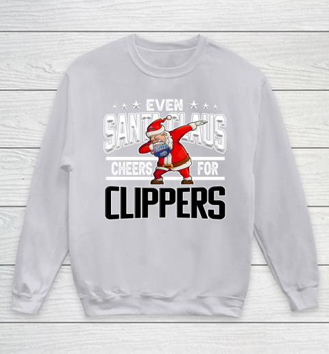 LA Clippers Even Santa Claus Cheers For Christmas NBA Youth Sweatshirt 3