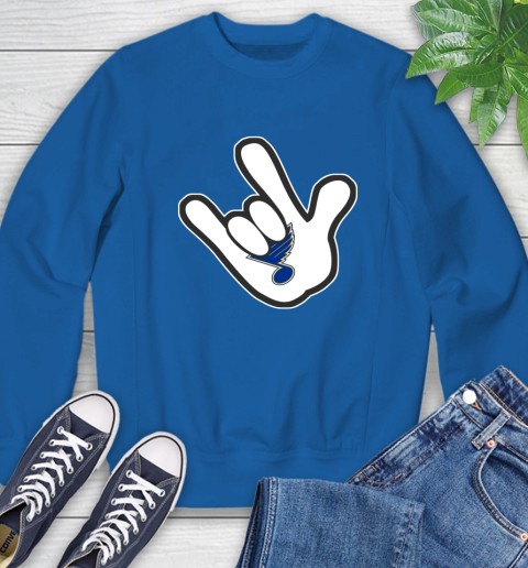 St.Louis Blues NHL Hockey Mickey Rock Hand Disney Sweatshirt 8