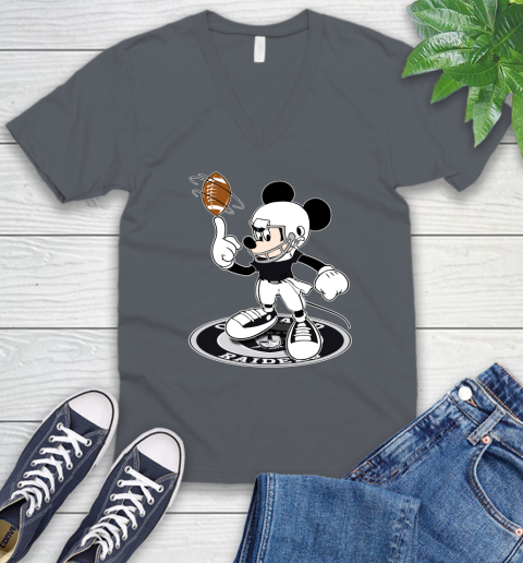 NFL Football Oakland Raiders Cheerful Mickey Disney Shirt V-Neck T-Shirt - Image 6