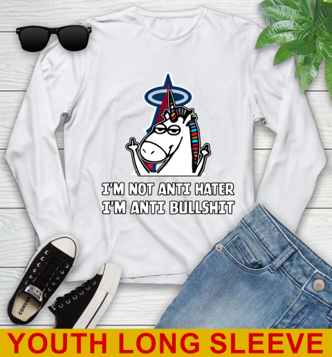 Los Angeles Angels MLB Baseball Unicorn I'm Not Anti Hater I'm Anti Bullshit (1) Youth Long Sleeve