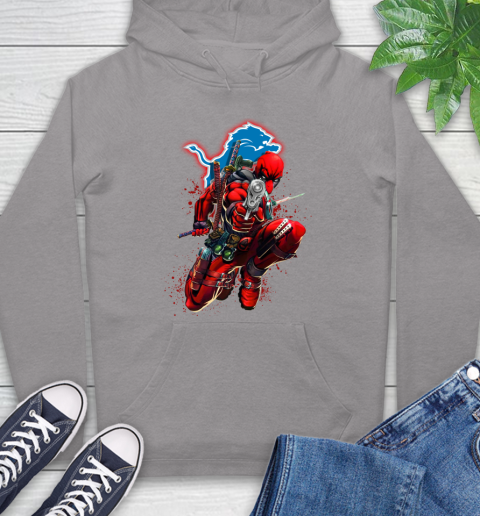 NFL Deadpool Marvel Comics Sports Football Detroit Lions Hoodie 6