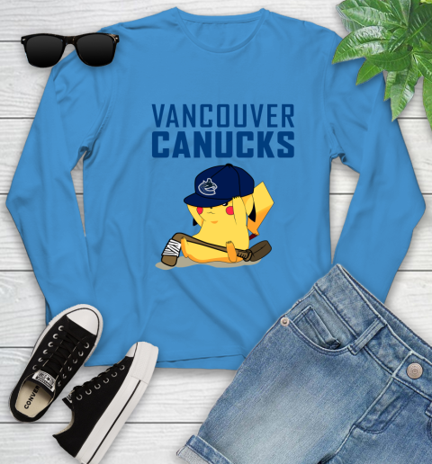 NHL Pikachu Hockey Sports Vancouver Canucks Youth Long Sleeve 7