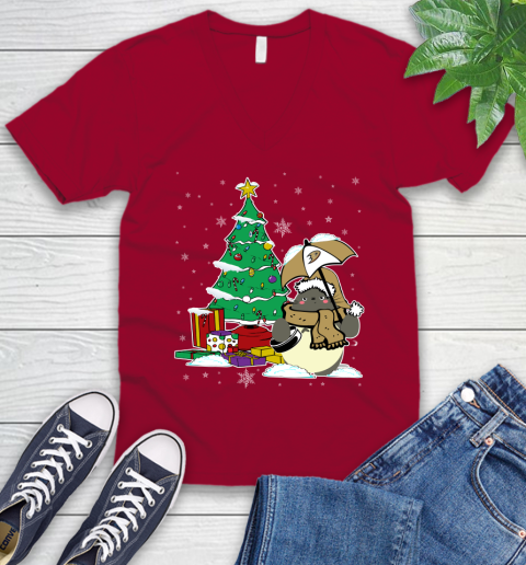Anaheim Ducks NHL Hockey Cute Tonari No Totoro Christmas Sports V-Neck T-Shirt 7