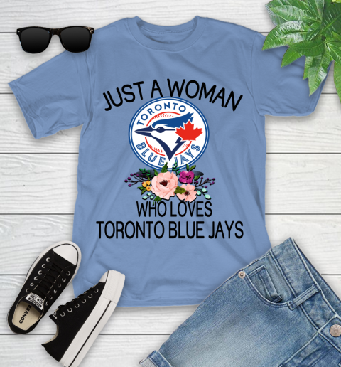 MLB Just A Woman Who Loves Toronto Blue Jays Baseball Sports Youth T-Shirt 9