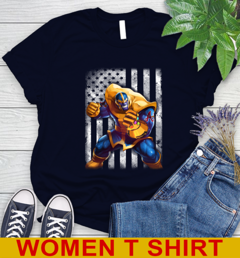 MLB Baseball Atlanta BravesThanos Marvel American Flag Shirt Women's T-Shirt 2