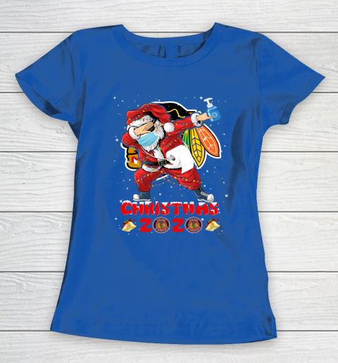 Chicago Blackhawks Funny Santa Claus Dabbing Christmas 2020 NHL Women's T-Shirt 8