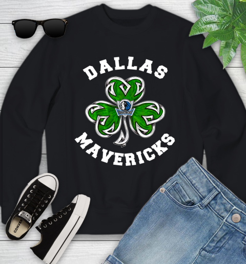 NBA Dallas Mavericks Three Leaf Clover St Patrick's Day Basketball Sports Youth Sweatshirt
