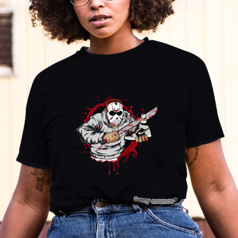 Air Jordan 1 Shadow Matching Sneaker Shirt Jason Voorhees Black And Gray Sneaker Shirt