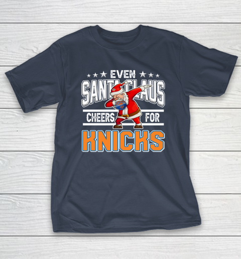New York Knicks Even Santa Claus Cheers For Christmas NBA T-Shirt 3