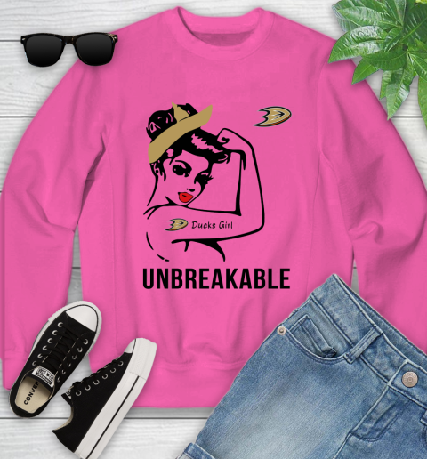 NHL Anaheim Ducks Girl Unbreakable Hockey Sports Youth Sweatshirt 3