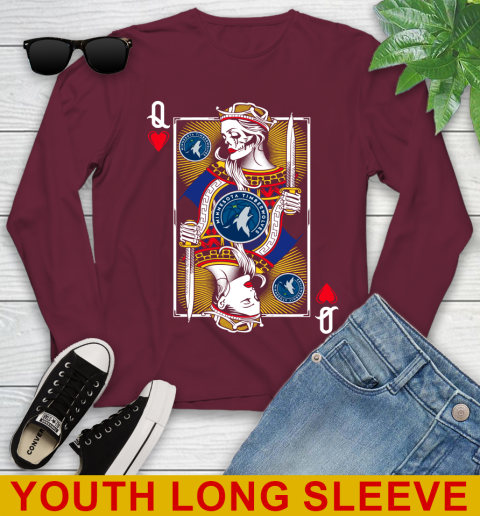 NBA Basketball Minnesota Timberwolves The Queen Of Hearts Card Shirt Youth Long Sleeve 6