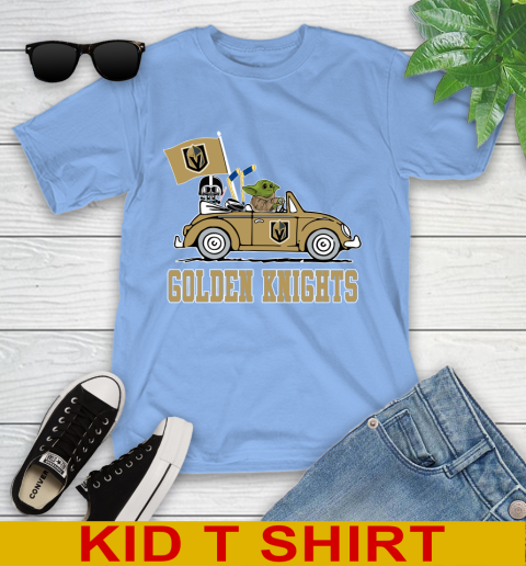 NHL Hockey Vegas Golden Knights Darth Vader Baby Yoda Driving Star Wars Shirt Youth T-Shirt 11