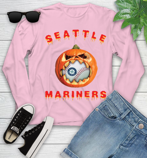 MLB Seattle Mariners Halloween Pumpkin Baseball Sports Youth Long Sleeve 10
