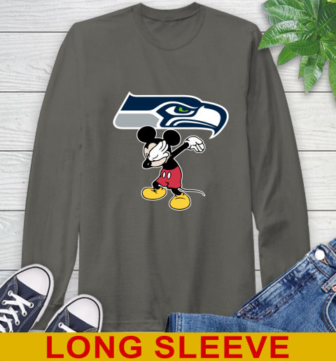 Seattle Seahawks NFL Football Dabbing Mickey Disney Sports Long Sleeve T-Shirt 8