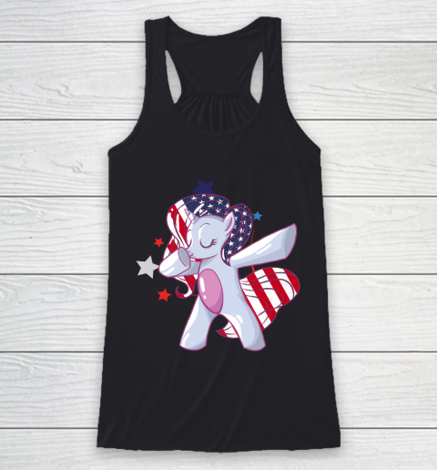 Independence Day Dabbing Unicorn 4th of July Girls American Flag Racerback Tank