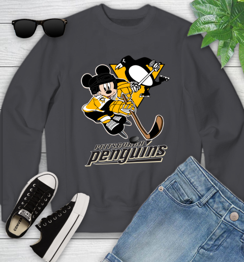 NHL Pittsburgh Penguins Mickey Mouse Disney Hockey T Shirt Youth Sweatshirt 6