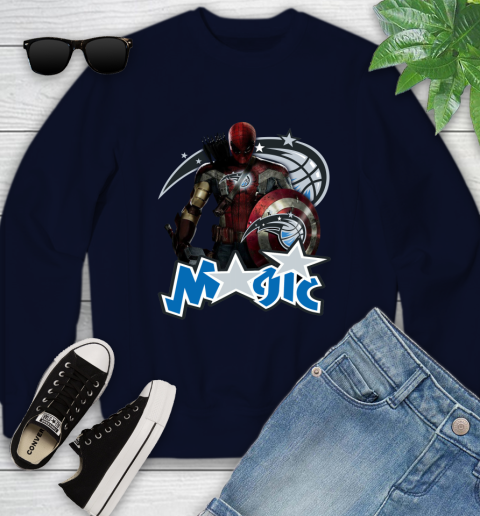 Philadelphia 76ers NBA Basketball Captain America Thor Spider Man Hawkeye Avengers Youth Sweatshirt 3