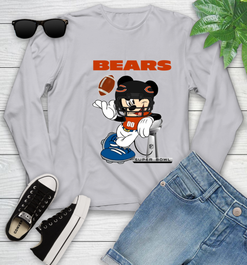 NFL Chicago Bears Mickey Mouse Disney Super Bowl Football T Shirt Youth Long Sleeve 5