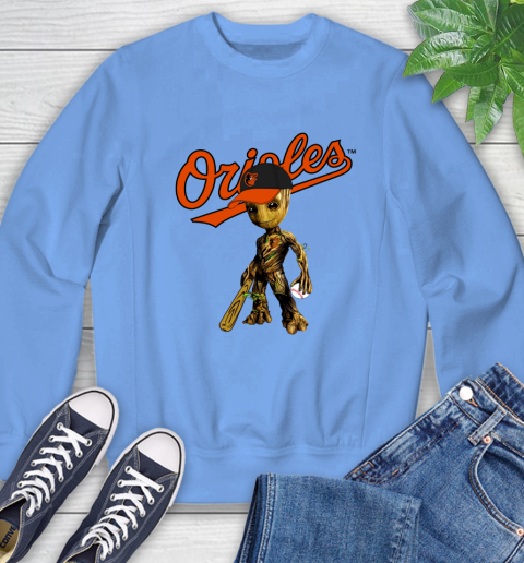 MLB Baltimore Orioles Groot Guardians Of The Galaxy Baseball Sweatshirt 11