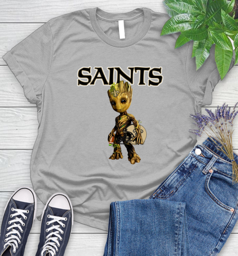 New Orleans Saints NFL Football Groot Marvel Guardians Of The Galaxy Women's T-Shirt 5