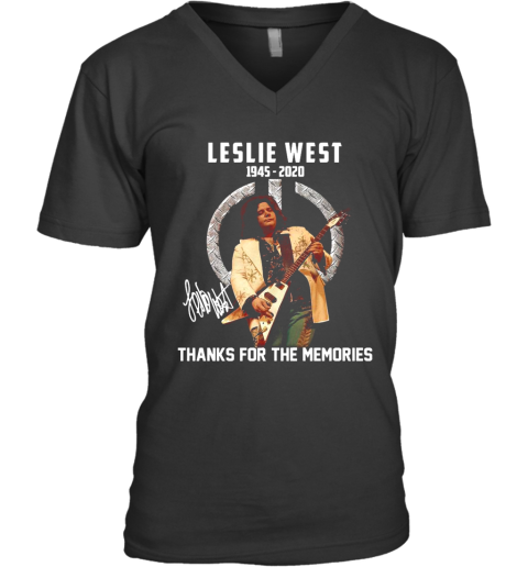 Leslie West 1945 2020 Thank You For The Memories Signature V-Neck T-Shirt