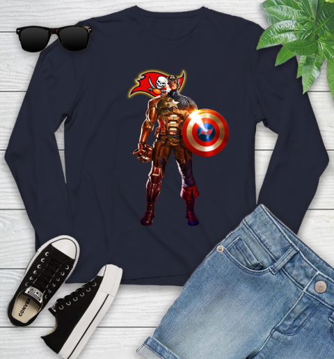 NFL Captain America Marvel Avengers Endgame Football Sports Tampa Bay Buccaneers Youth Long Sleeve 3