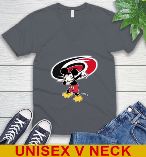 Carolina Hurricanes NHL Hockey Dabbing Mickey Disney Sports V-Neck T-Shirt 5