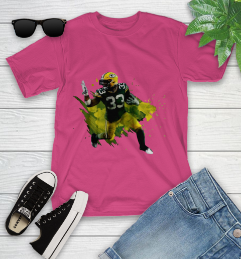 Aaron Jones Running Green Bay Packers Youth T-Shirt 11
