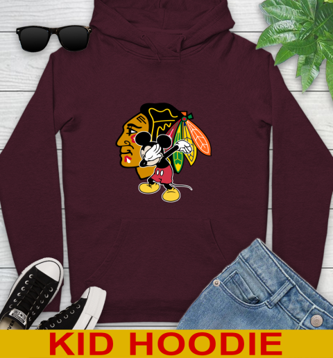Chicago Blackhawks NHL Hockey Dabbing Mickey Disney Sports Youth Hoodie 7