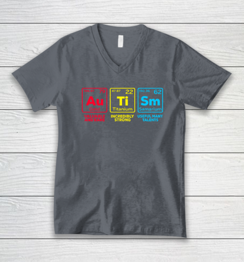 Autism Awareness Elements Periodic Table V-Neck T-Shirt 3