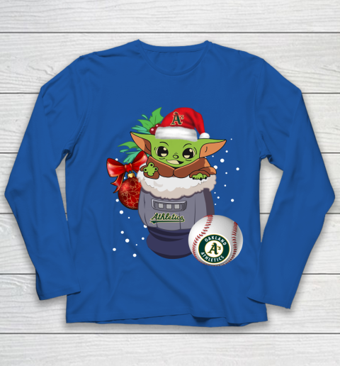 Oakland Athletics Christmas Baby Yoda Star Wars Funny Happy MLB Youth Long Sleeve 9