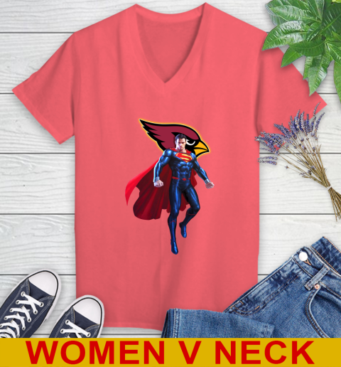 NFL Superman DC Sports Football Arizona Cardinals Women's V-Neck T-Shirt 7