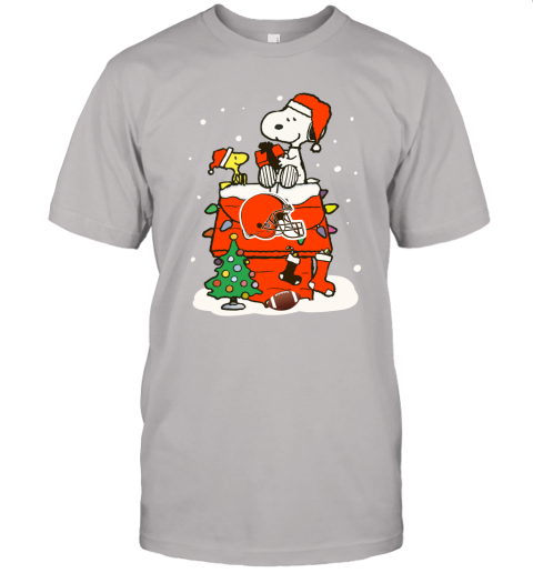 A Happy Christmas With Cleveland Browns Snoopy Unisex Jersey Tee