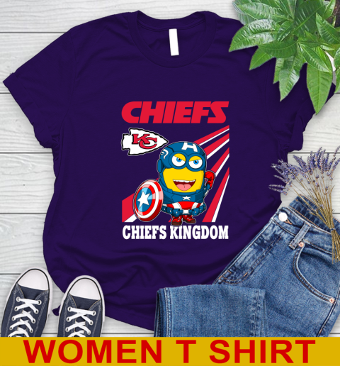 NFL Football Kansas City Chiefs Captain America Marvel Avengers Minion Shirt Women's T-Shirt 4