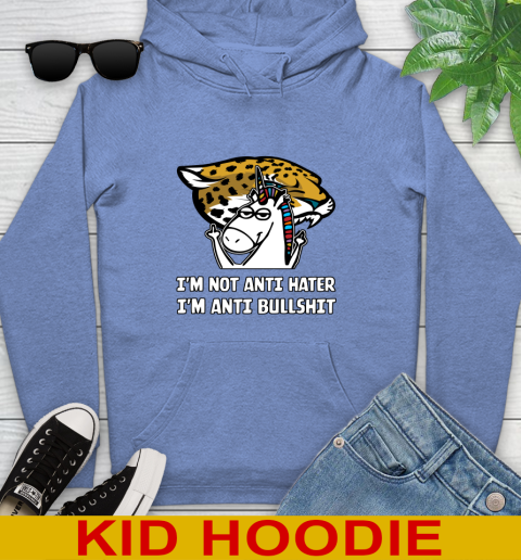 Jacksonville Jaguars NFL Football Unicorn I'm Not Anti Hater I'm Anti Bullshit Youth Hoodie 12