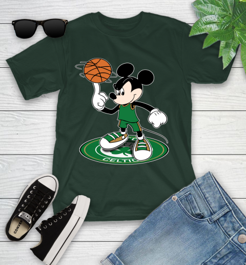 NBA Basketball Boston Celtics Cheerful Mickey Disney Shirt Youth T-Shirt 5