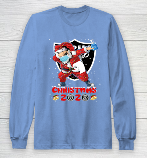 Oakland Raiders Funny Santa Claus Dabbing Christmas 2020 NFL Long Sleeve T-Shirt 8