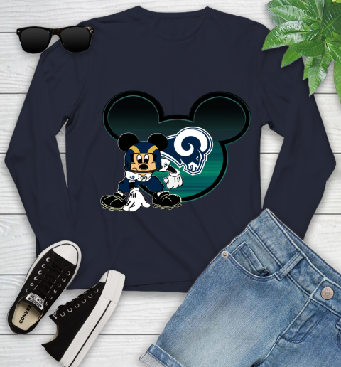 NFL Los Angeles Rams Mickey Mouse Disney Football T Shirt Youth Long Sleeve 3