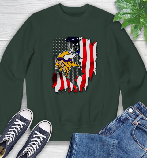 Minnesota Vikings NFL Football American Flag Sweatshirt 12