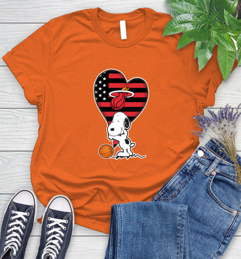 Miami Heat NBA Basketball The Peanuts Movie Adorable Snoopy Women's T-Shirt 4