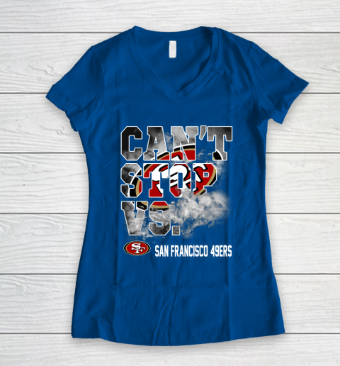 NFL San Francisco 49ers Can't Stop Vs Women's V-Neck T-Shirt 7