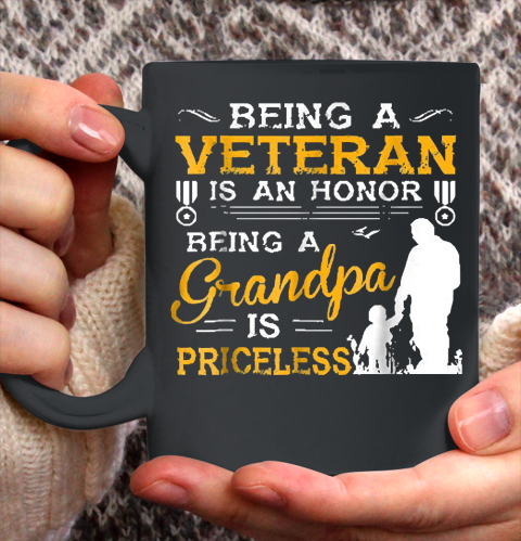Grandpa Funny Gift Apparel  Mens Veteran Grandpa Gift For Grandfather Ceramic Mug 11oz