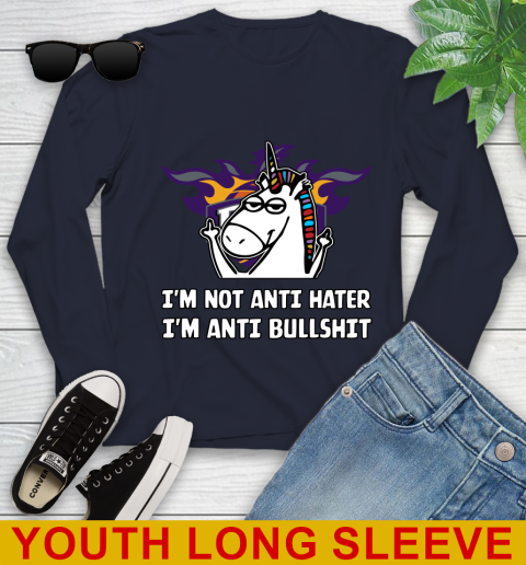 Phoenix Suns NBA Basketball Unicorn I'm Not Anti Hater I'm Anti Bullshit Youth Long Sleeve 3